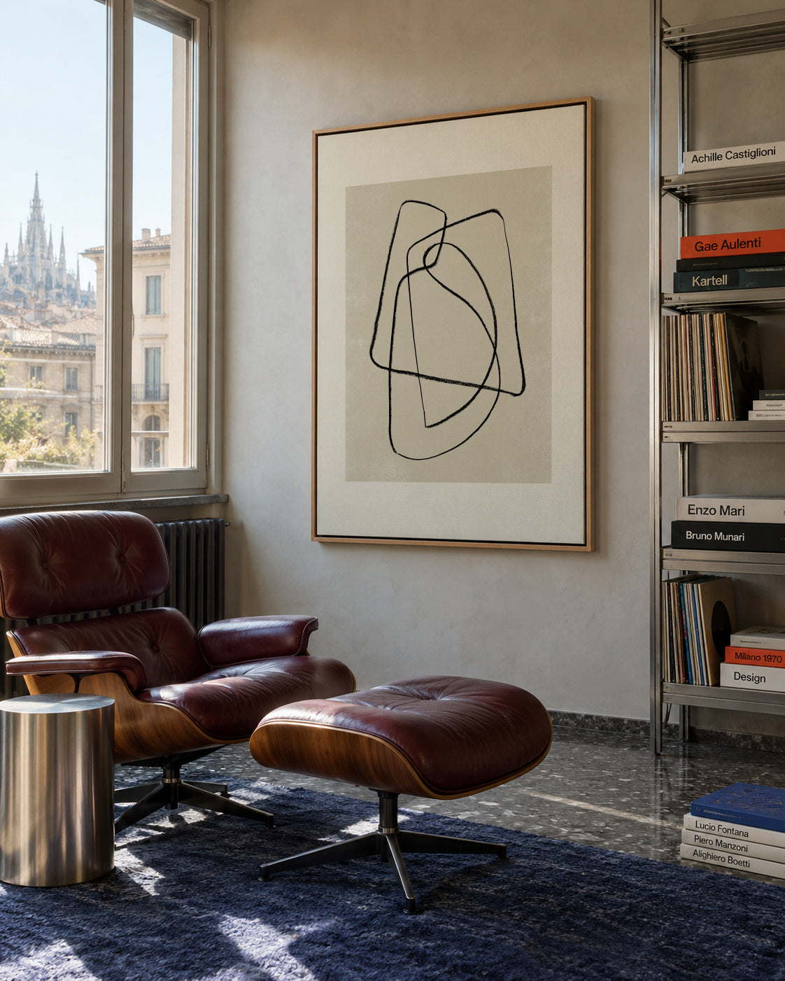 Pencil scribble Nº4 - Framed canvas in an interior