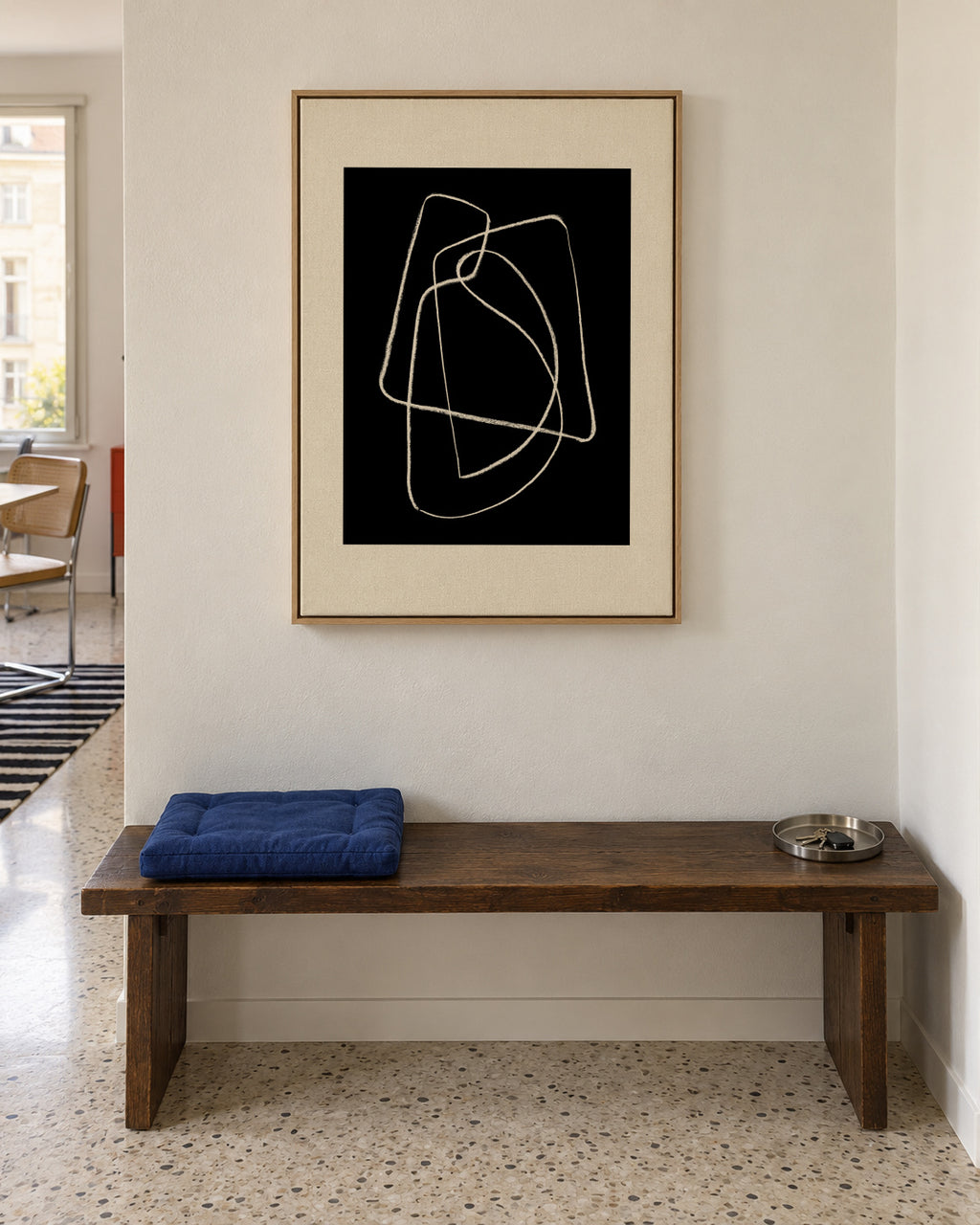 Pencil scribble Nº6 - Framed canvas in an interior