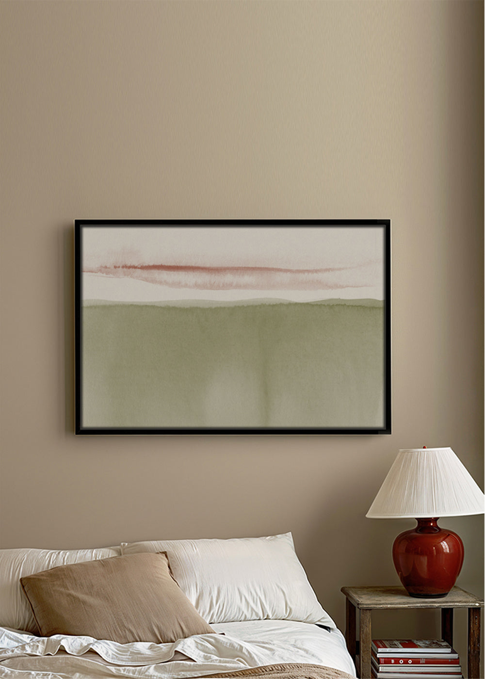 Watercolor landscape N 40 Olive green