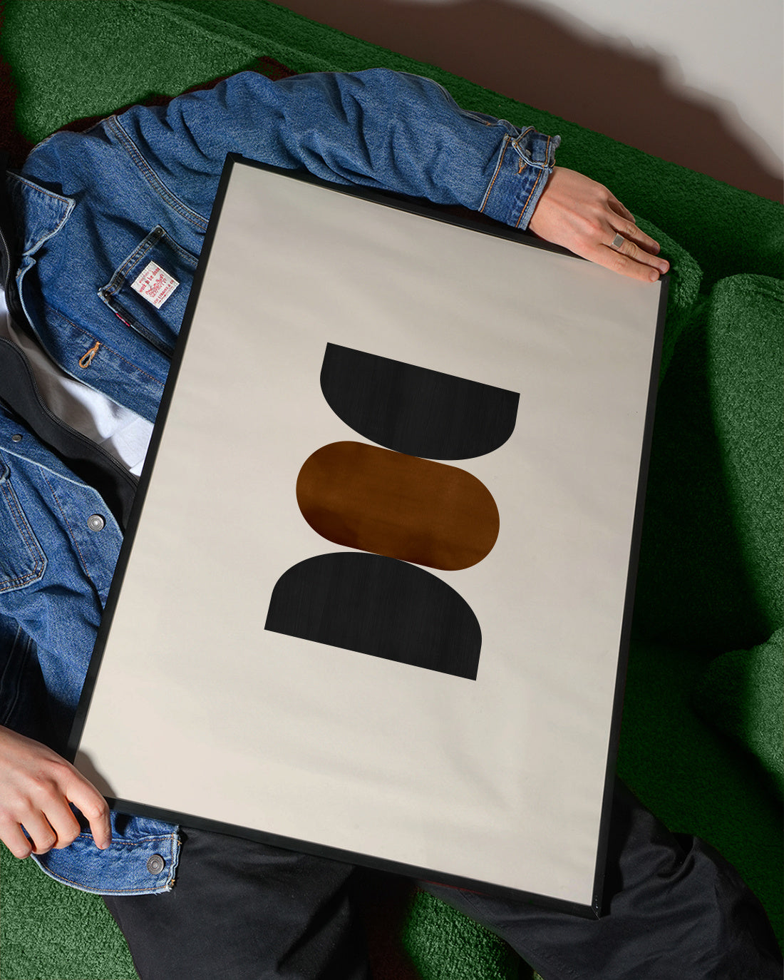 Geometric shapes Nº2 - rust & black - Framed poster detail