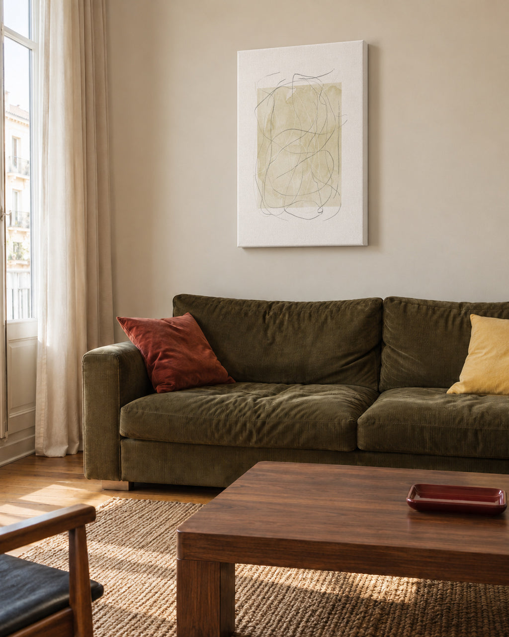 Whimsy Nº5 - Moss Green - Unframed canvas in an interior