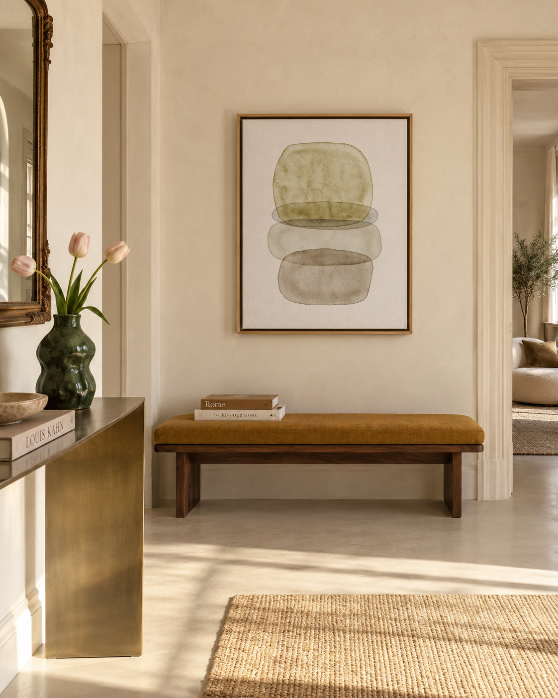 Watercolor abstraction 3 - Framed canvas in an interior