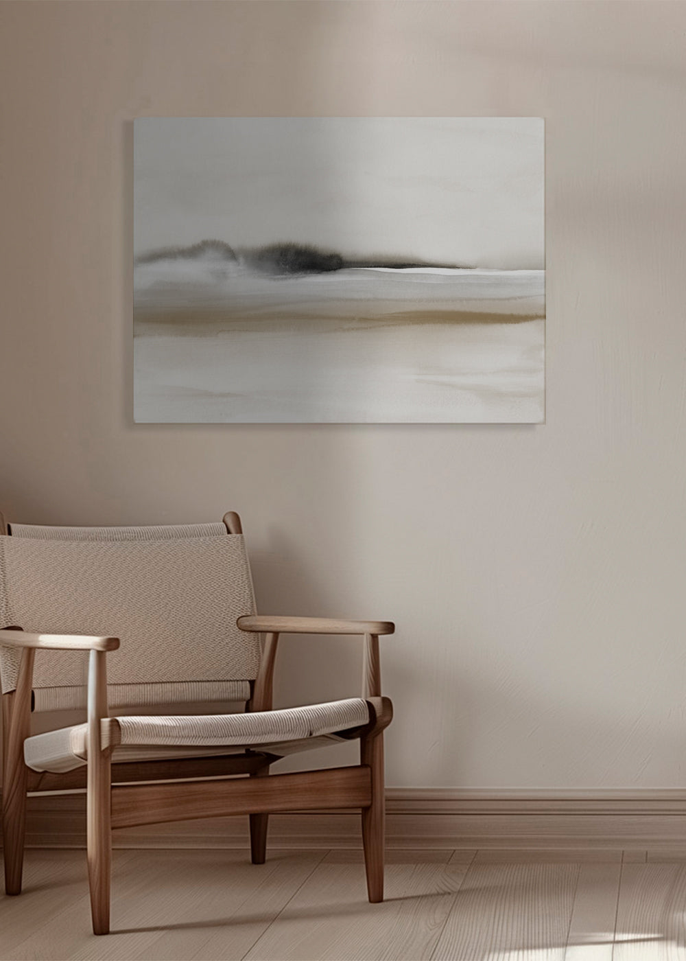 Hazy horizon in sepia and black watercolor