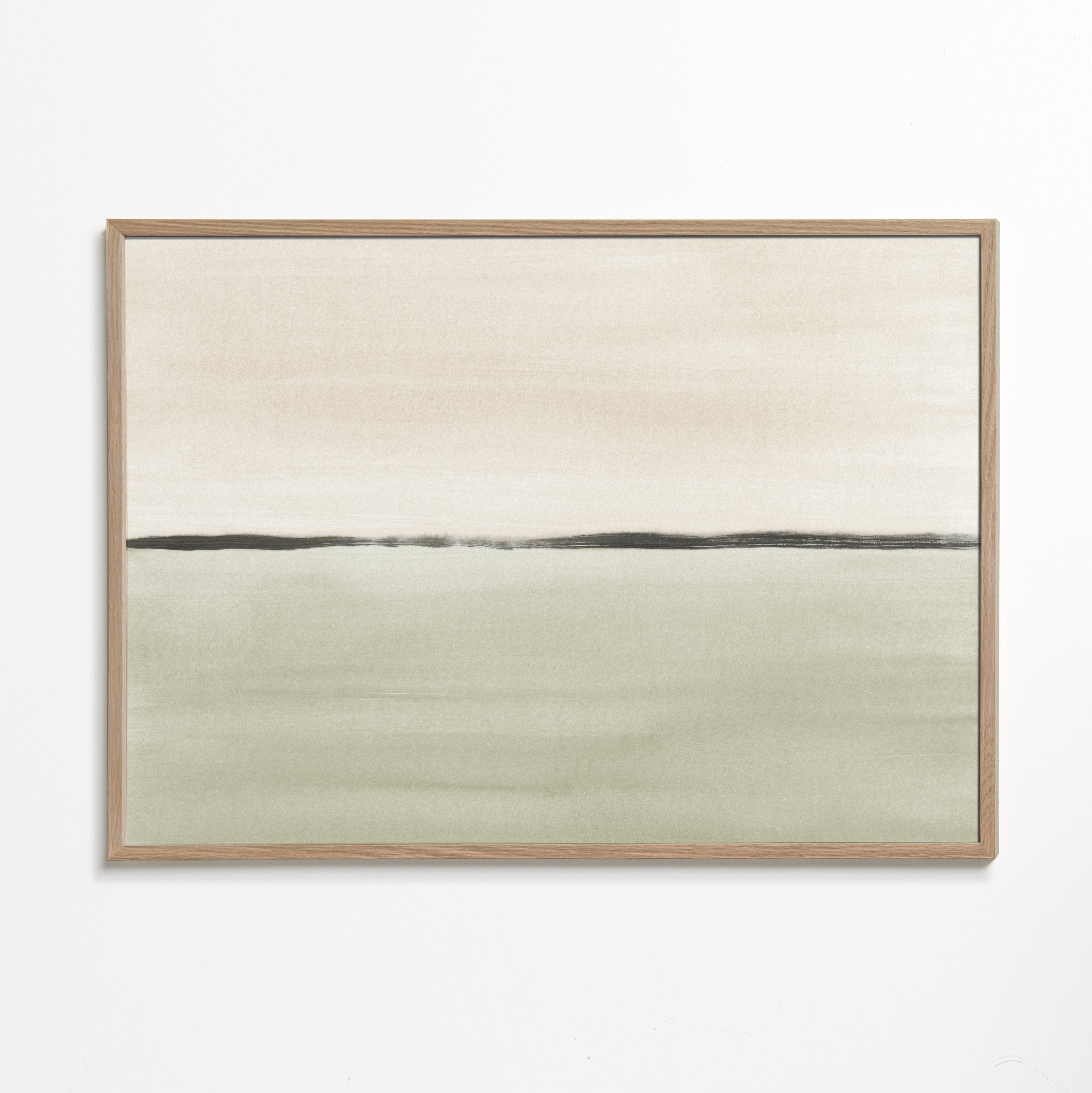 Minimalist horizon in soft olive green and sepia