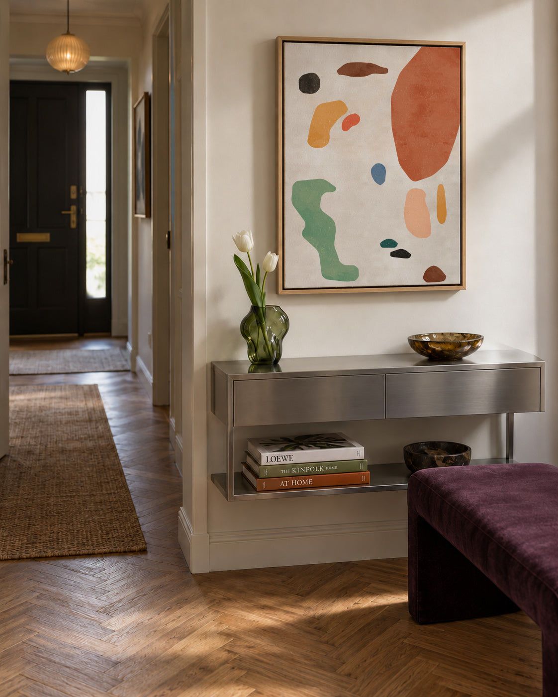 Organic Shapes Terracota 2 - Framed canvas in an interior