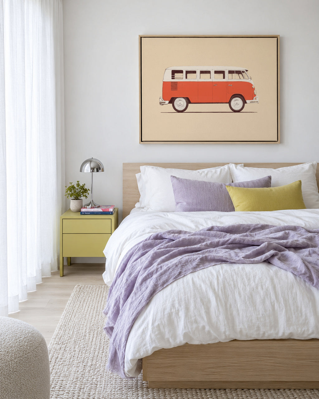 Red Van - Framed canvas in an interior