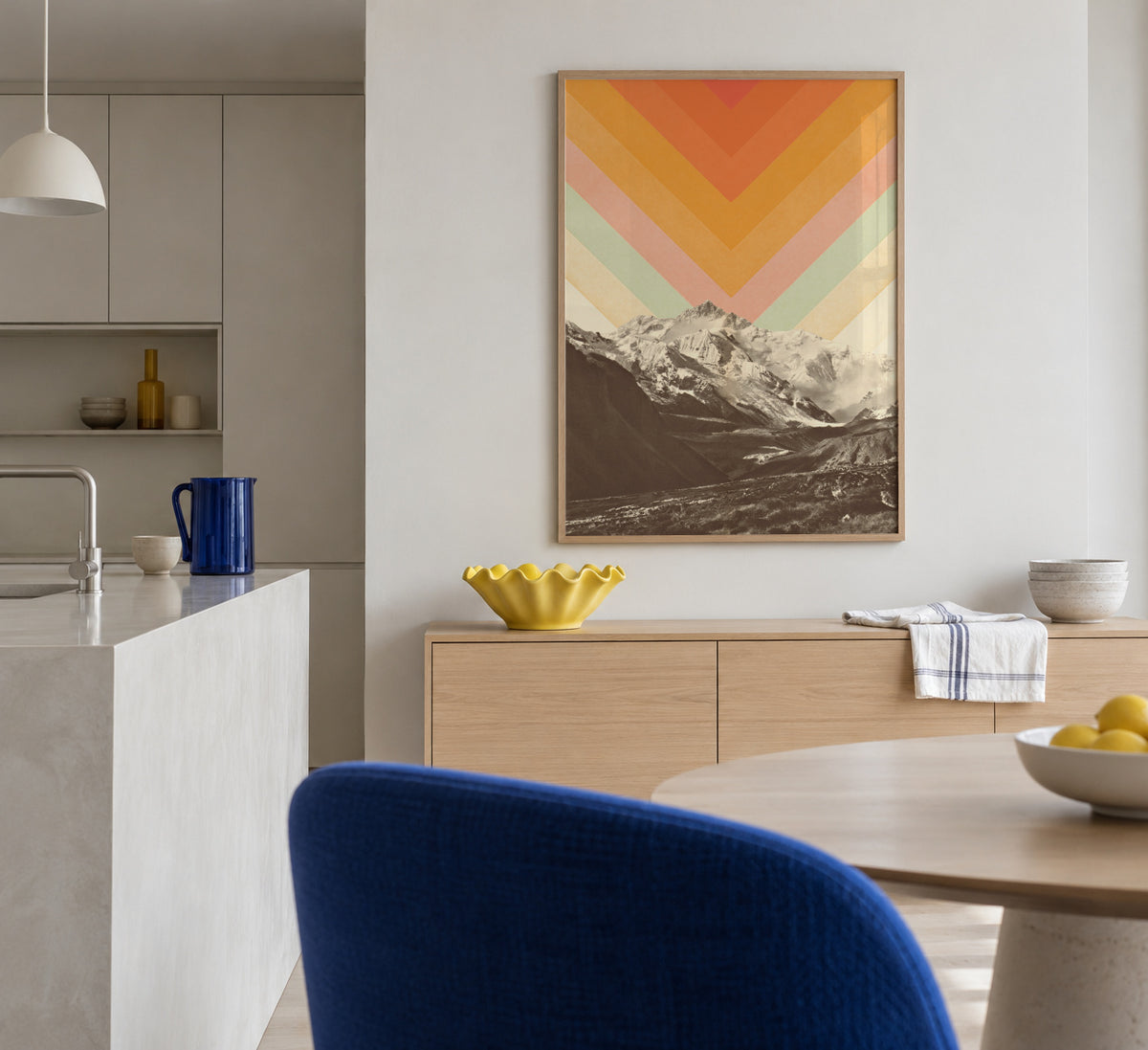 Mountainscape 2 - Framed poster in an interior