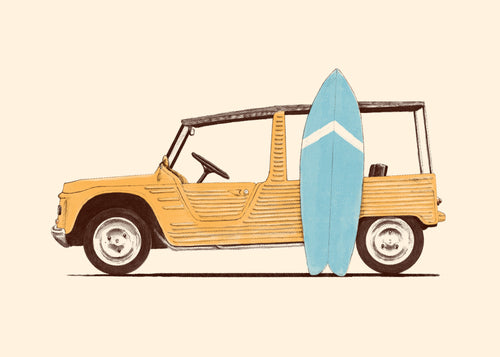 Vintage Car with Surfboard - Unframed art print