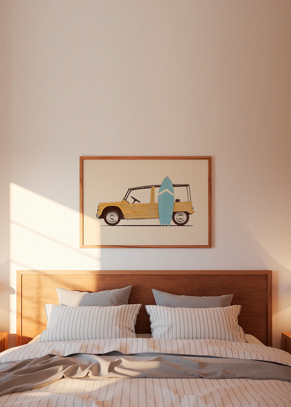 Vintage Car with Surfboard