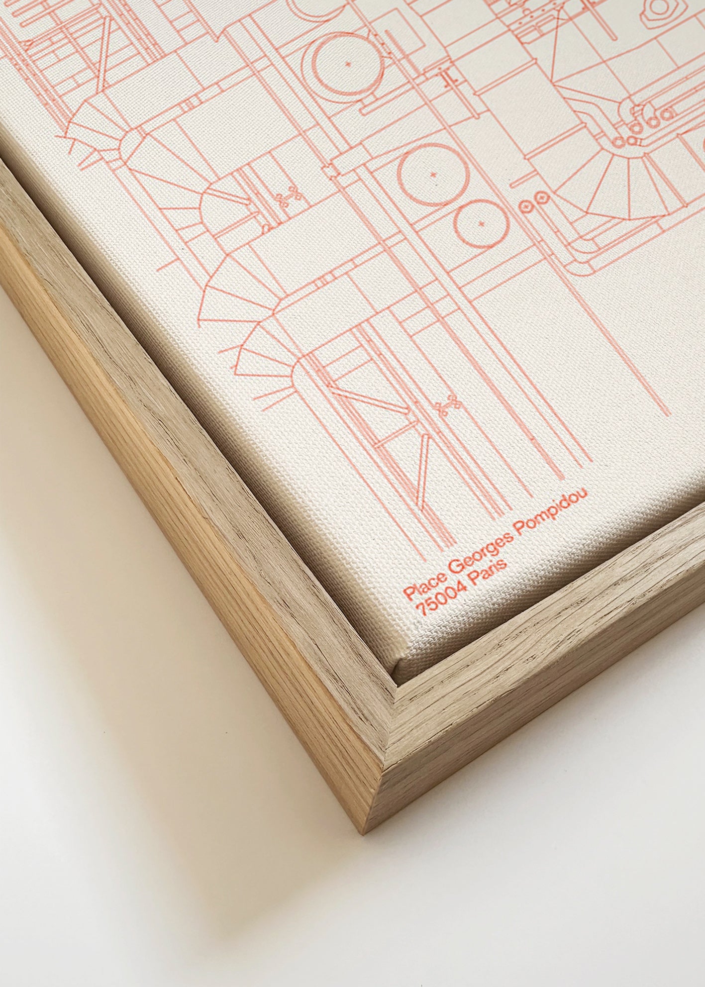 Cuadro de ciudades Centre Pompidou con esquema arquitectónico – Canvas detail