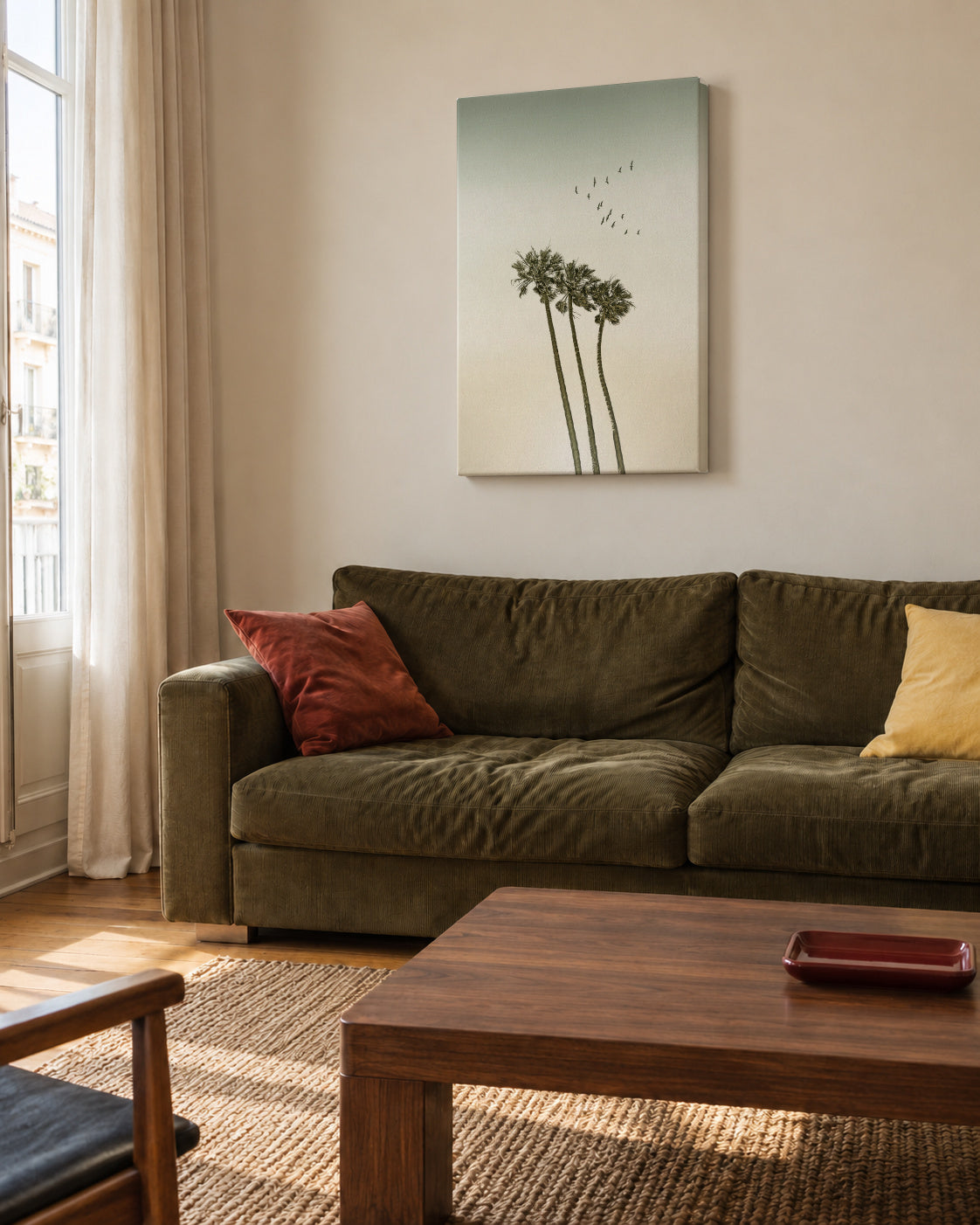 Vintage palm trees at sunset - Unframed canvas in an interior