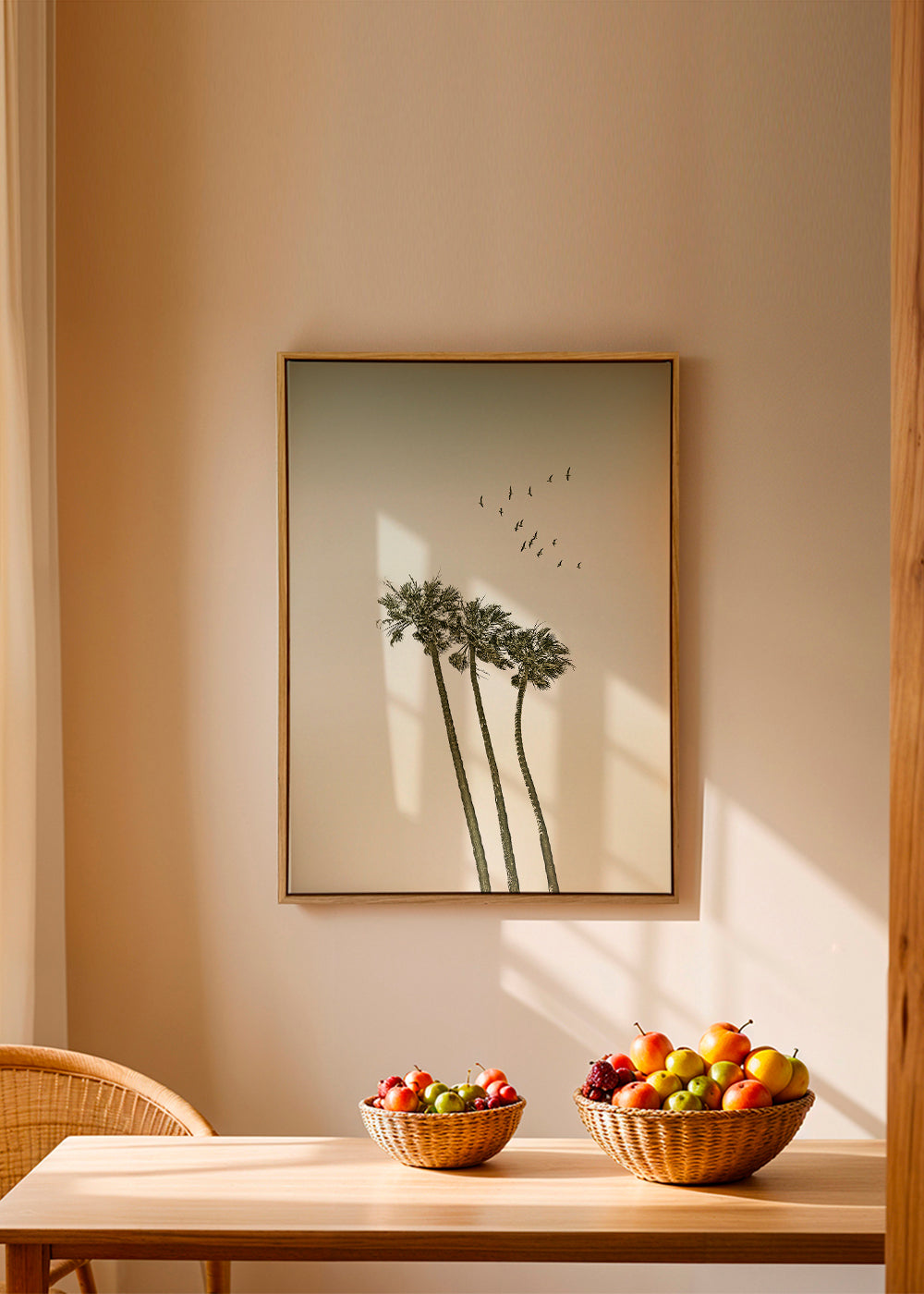 Vintage palm trees at sunset