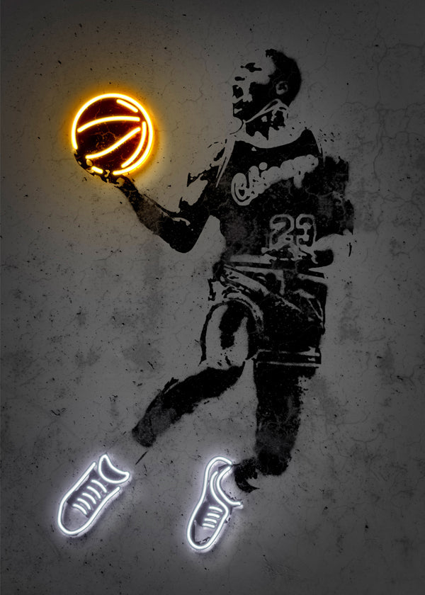 Sports art print in stencil and neon | Wall art, framed prints and