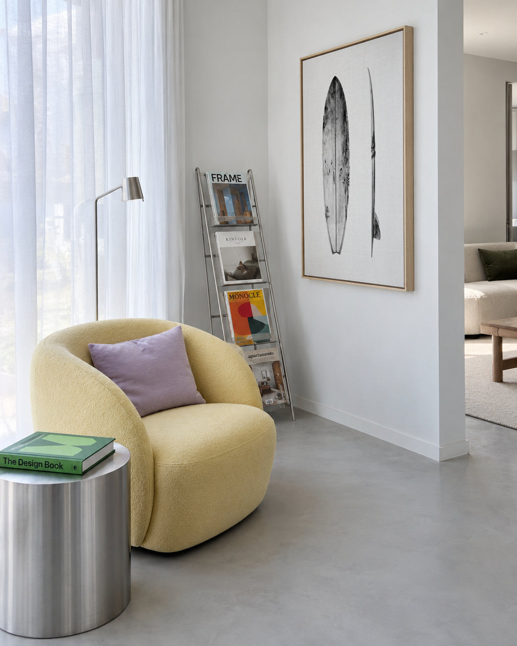 Surfboard - Framed canvas in an interior
