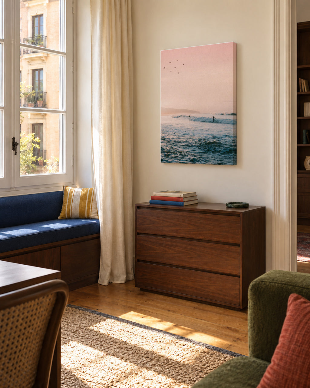 Sunset Surf - Unframed canvas in an interior