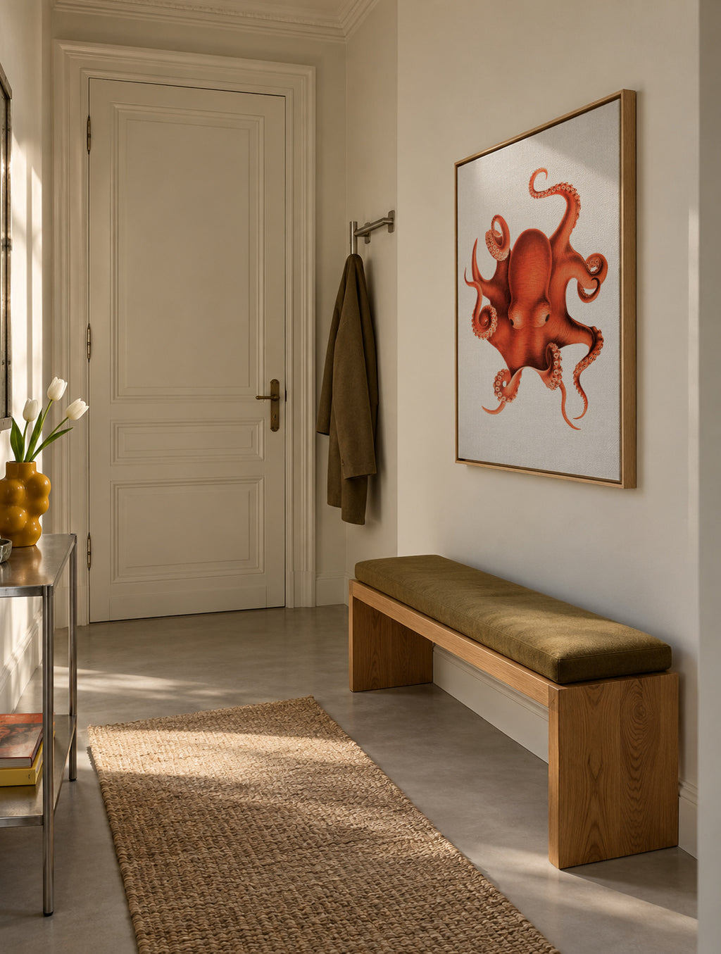Watercolor Octopus - Framed canvas in an interior