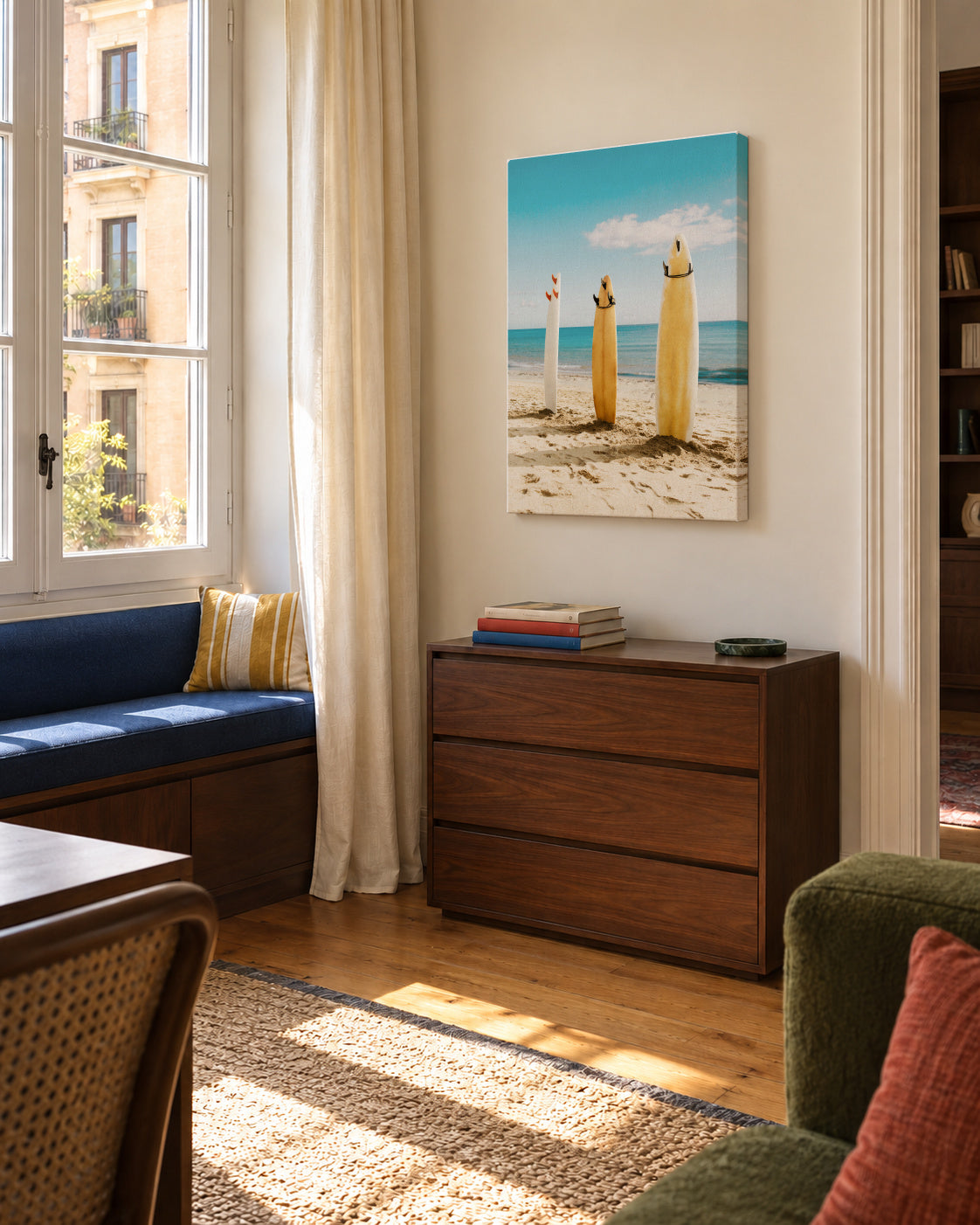 Malibu Surfboards - Unframed canvas in an interior