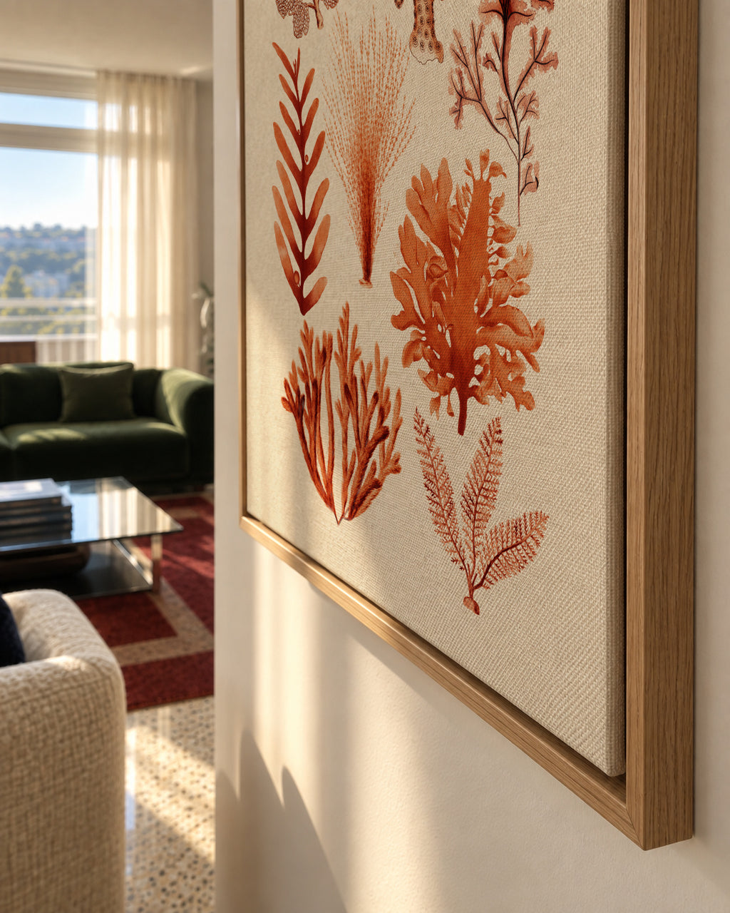 Seaweed & Corals Collection - Framed canvas detail