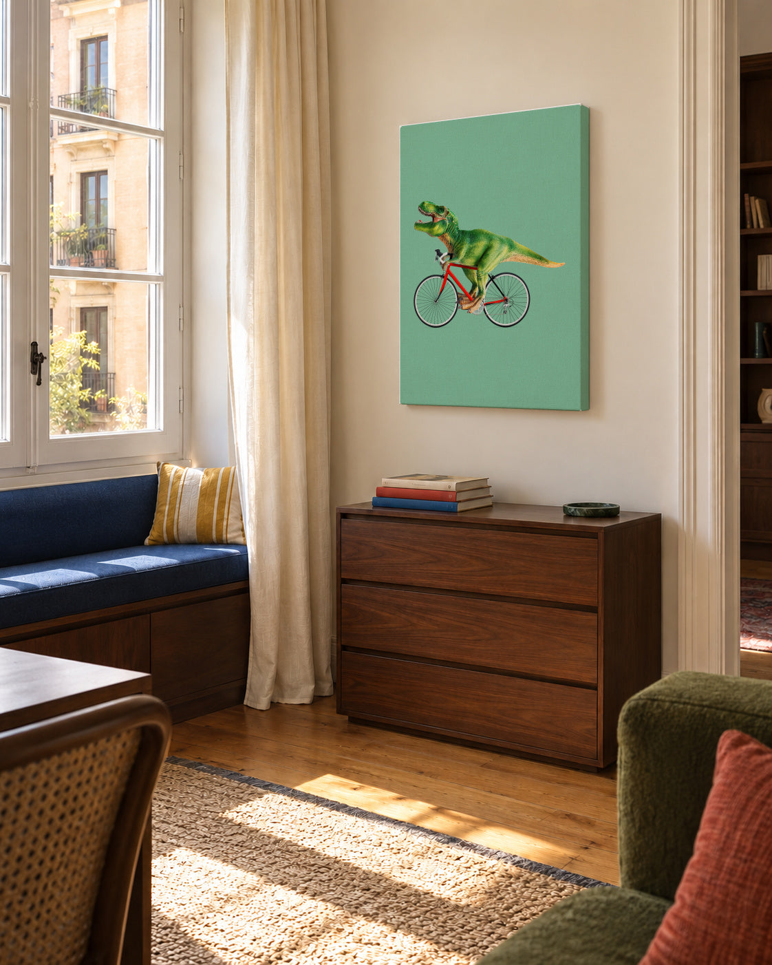 T-Rex Bike - Unframed canvas in an interior