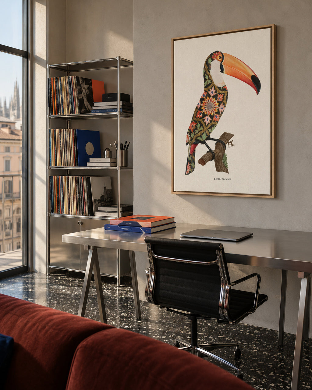 Boho toucan - Framed canvas in an interior