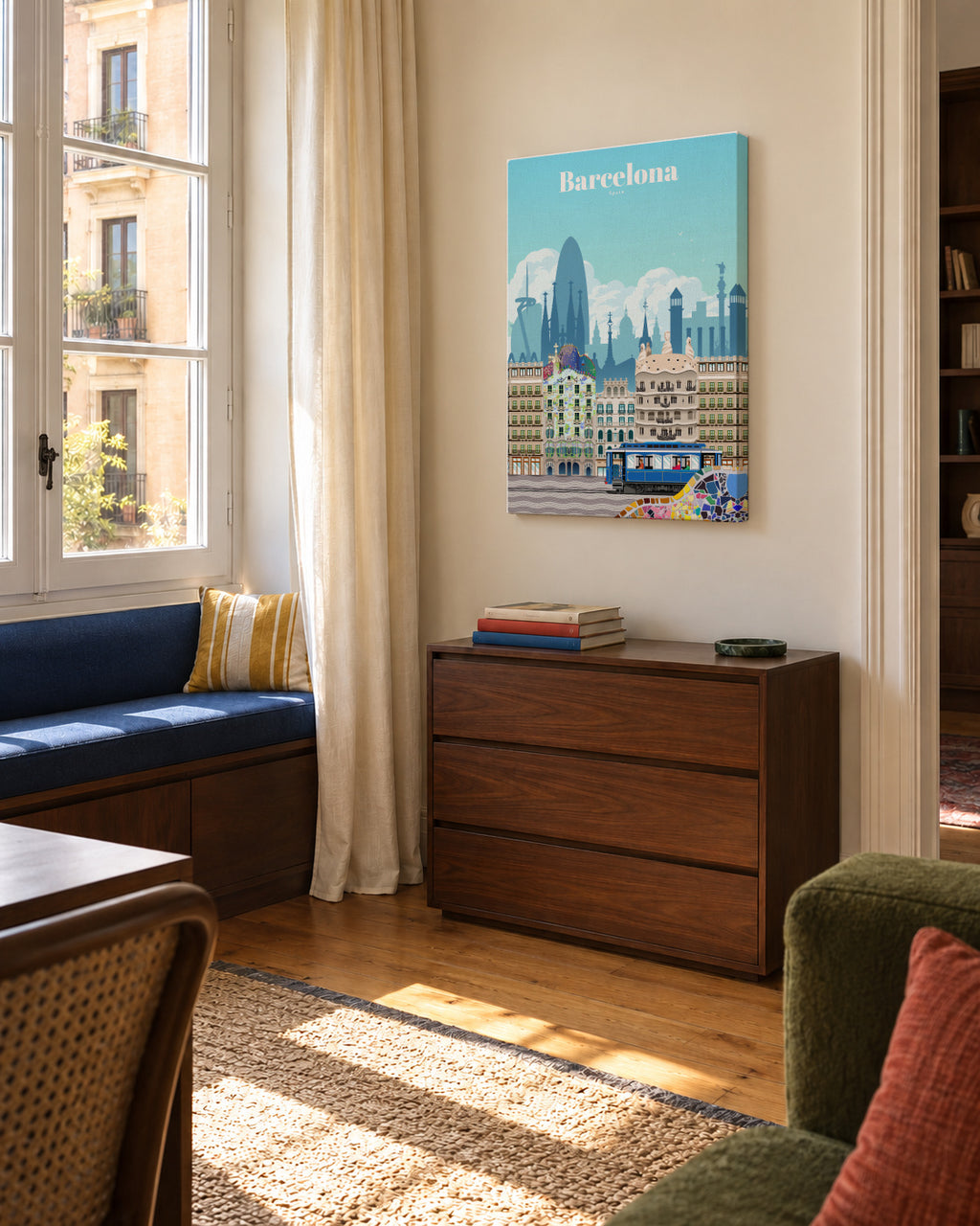 Travel to Barcelona - Unframed canvas in an interior