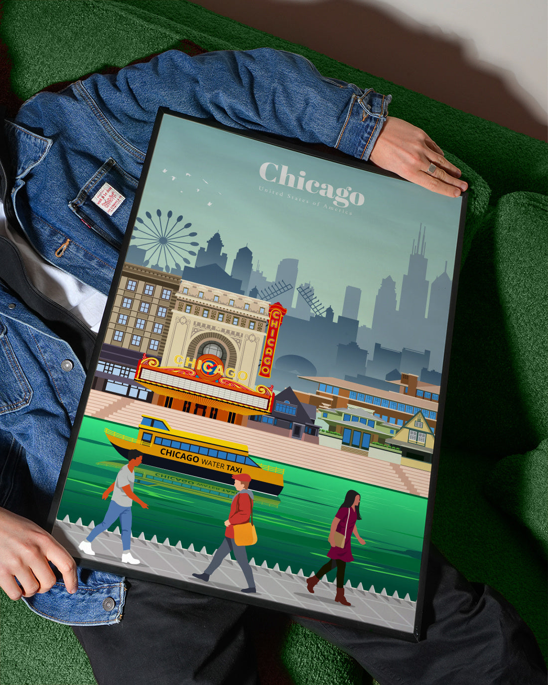 Travel to Chicago - Framed poster detail
