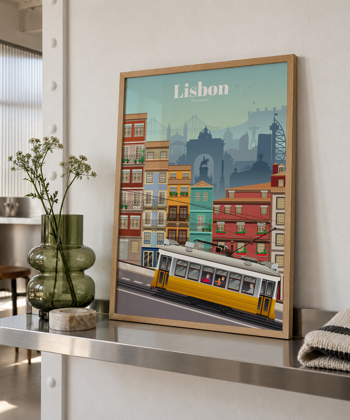 Travel to Lisbon - Framed poster in an interior