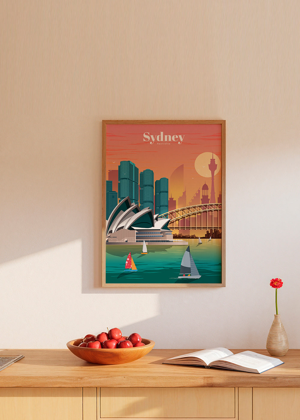 Travel poster with Sydney skyline | Wall art, framed prints and