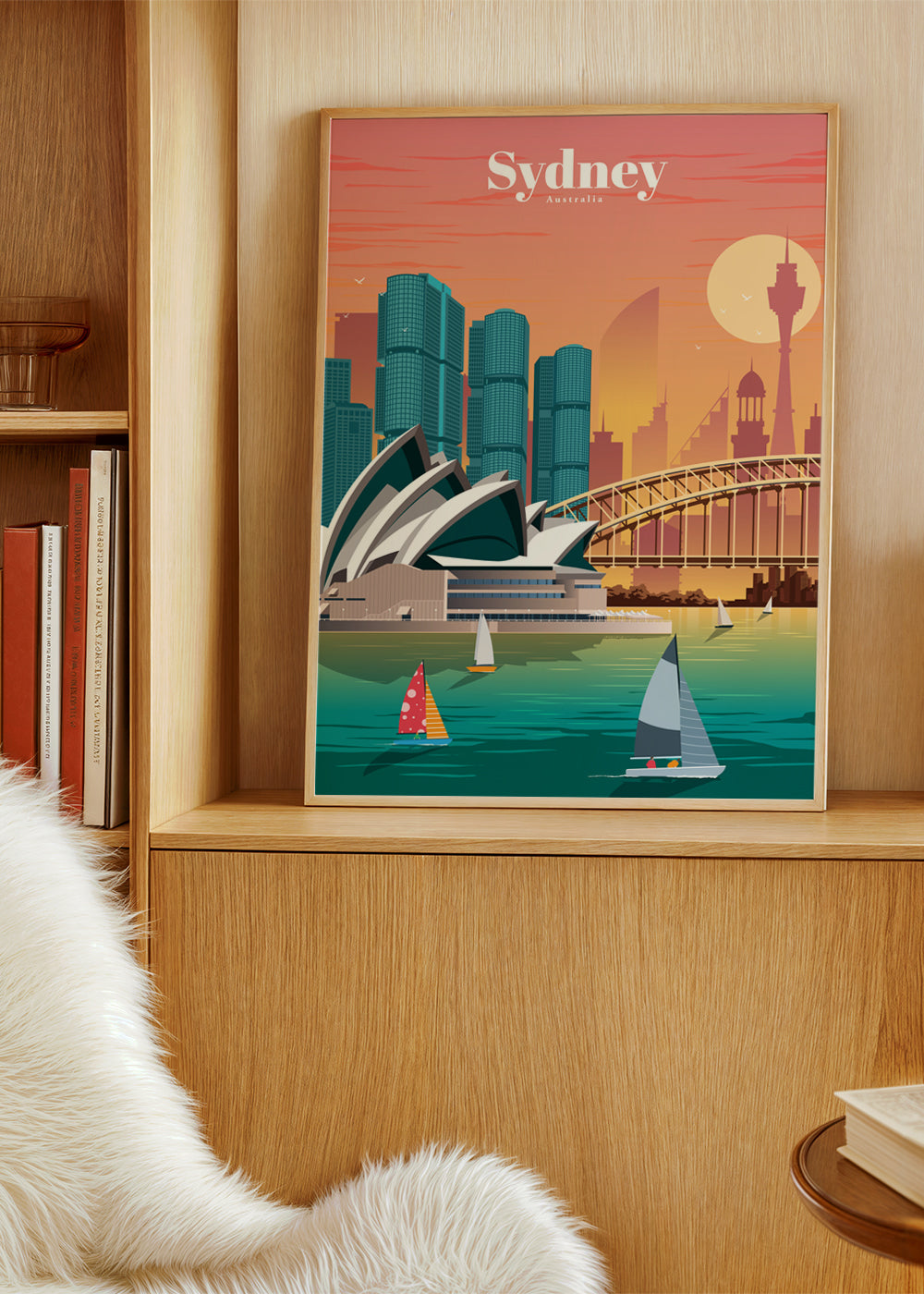 Travel poster with Sydney skyline | Wall art, framed prints and