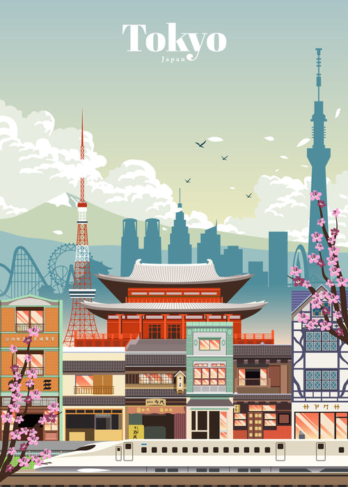 Traveling to Tokyo - Unframed art print