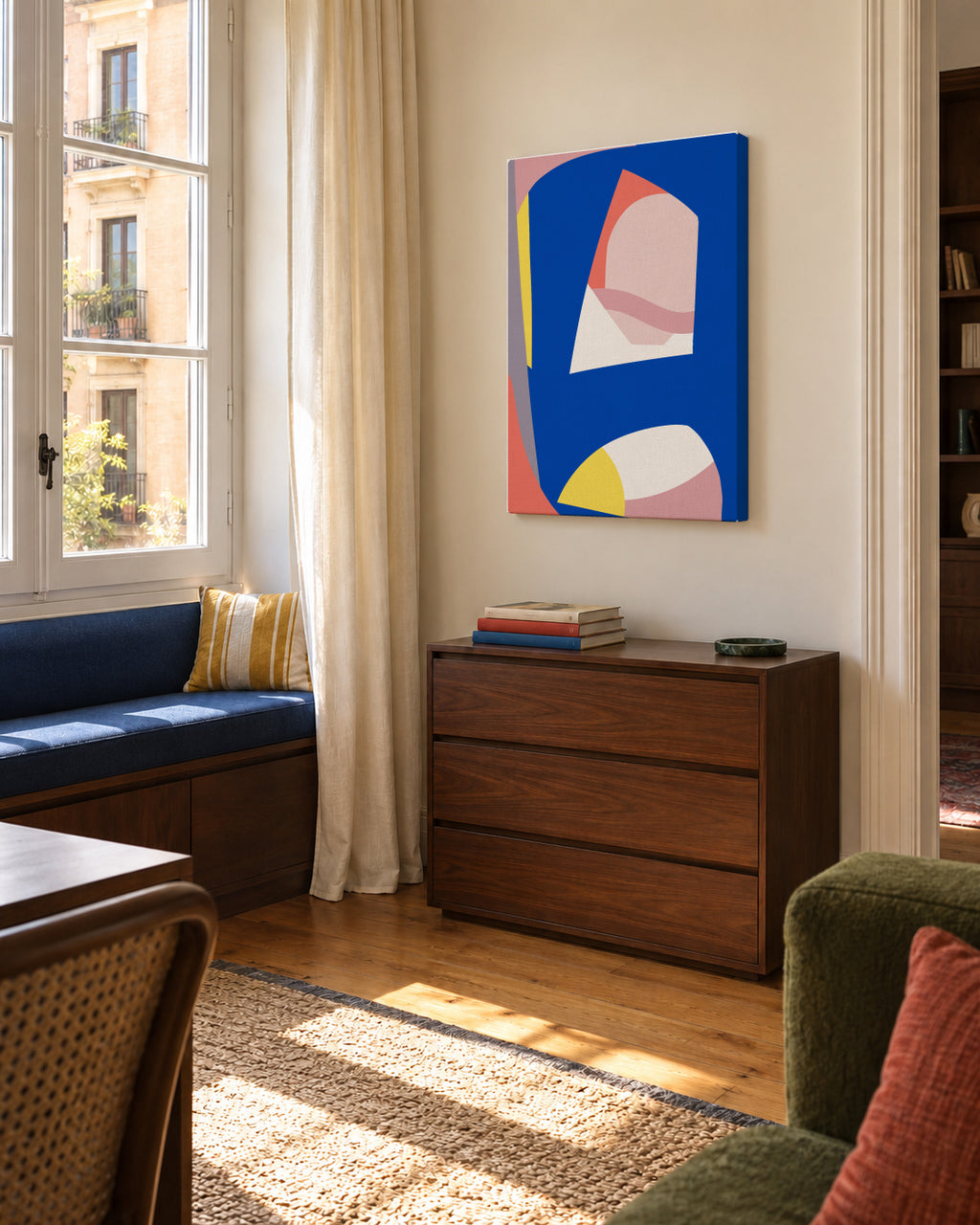 Modernist - Unframed canvas in an interior