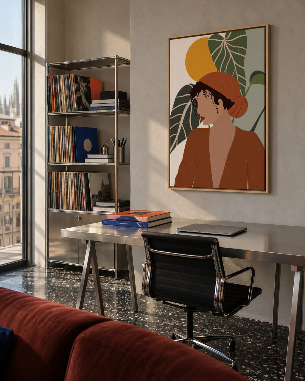 Boho Girl2 - Framed canvas in an interior