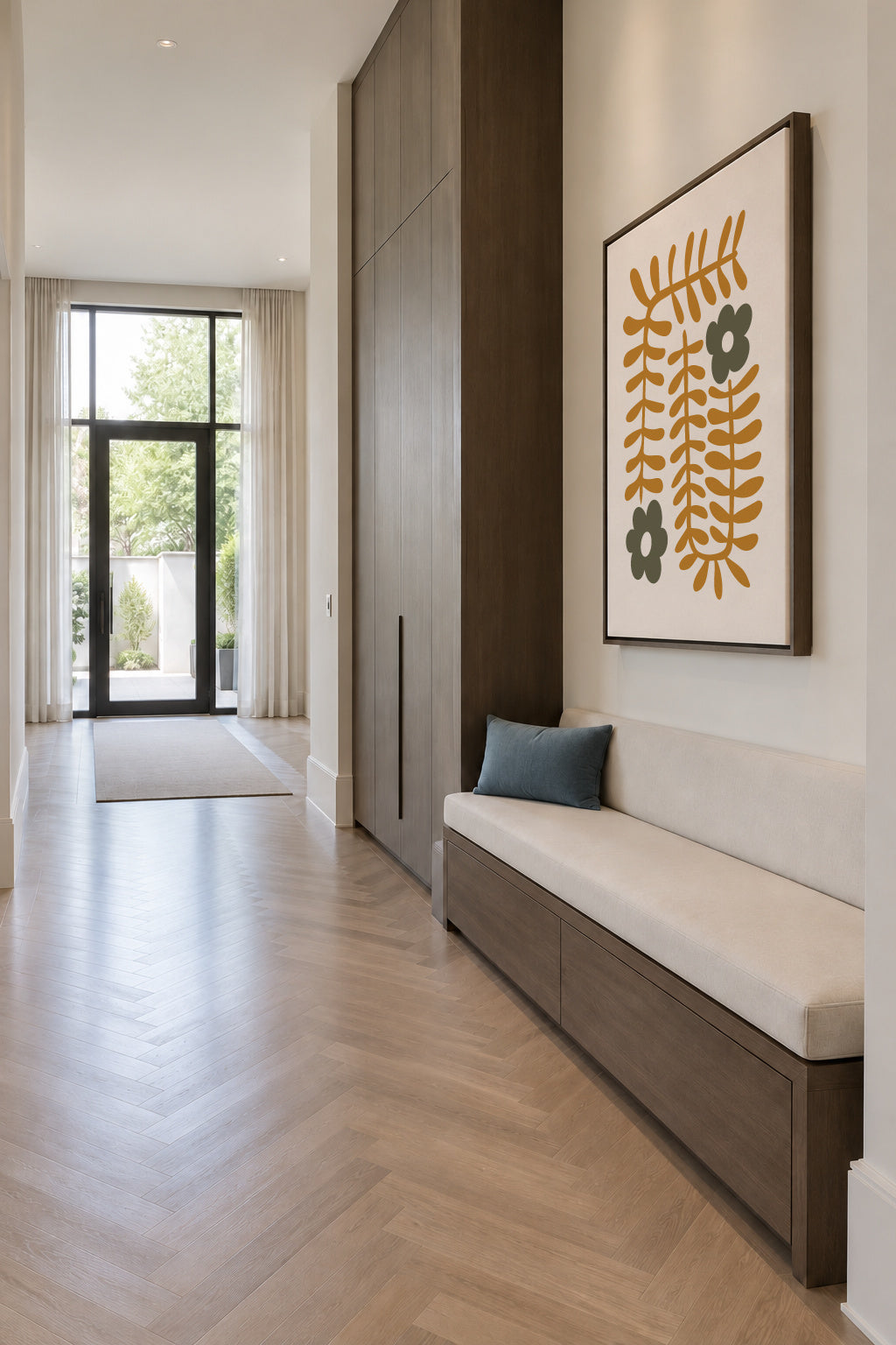 Abstract Leaves2 - Framed canvas in an interior