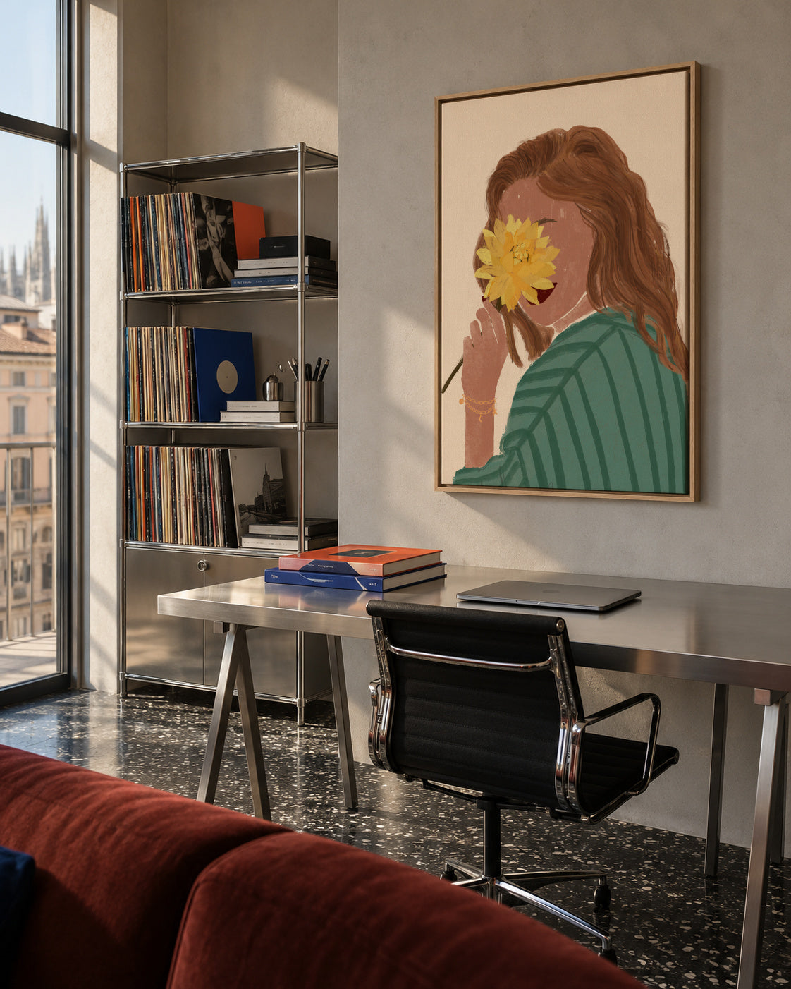 Flower Love Woman Portrait - Framed canvas in an interior