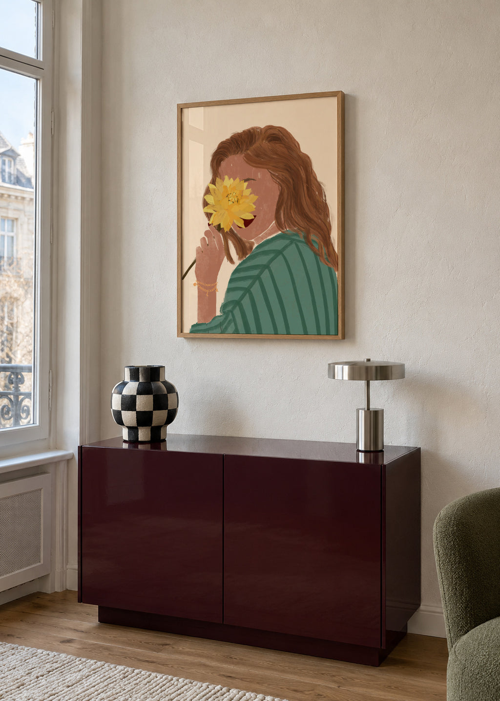 Flower Love Woman Portrait - Framed poster in an interior