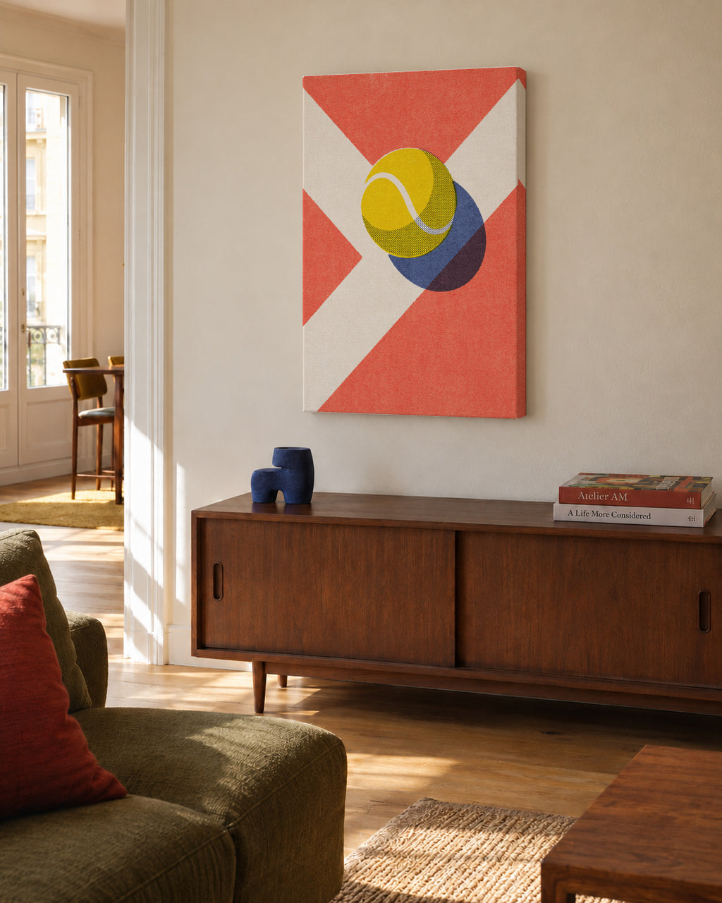 BALLS / Tennis (Clay Court) - Unframed canvas in an interior