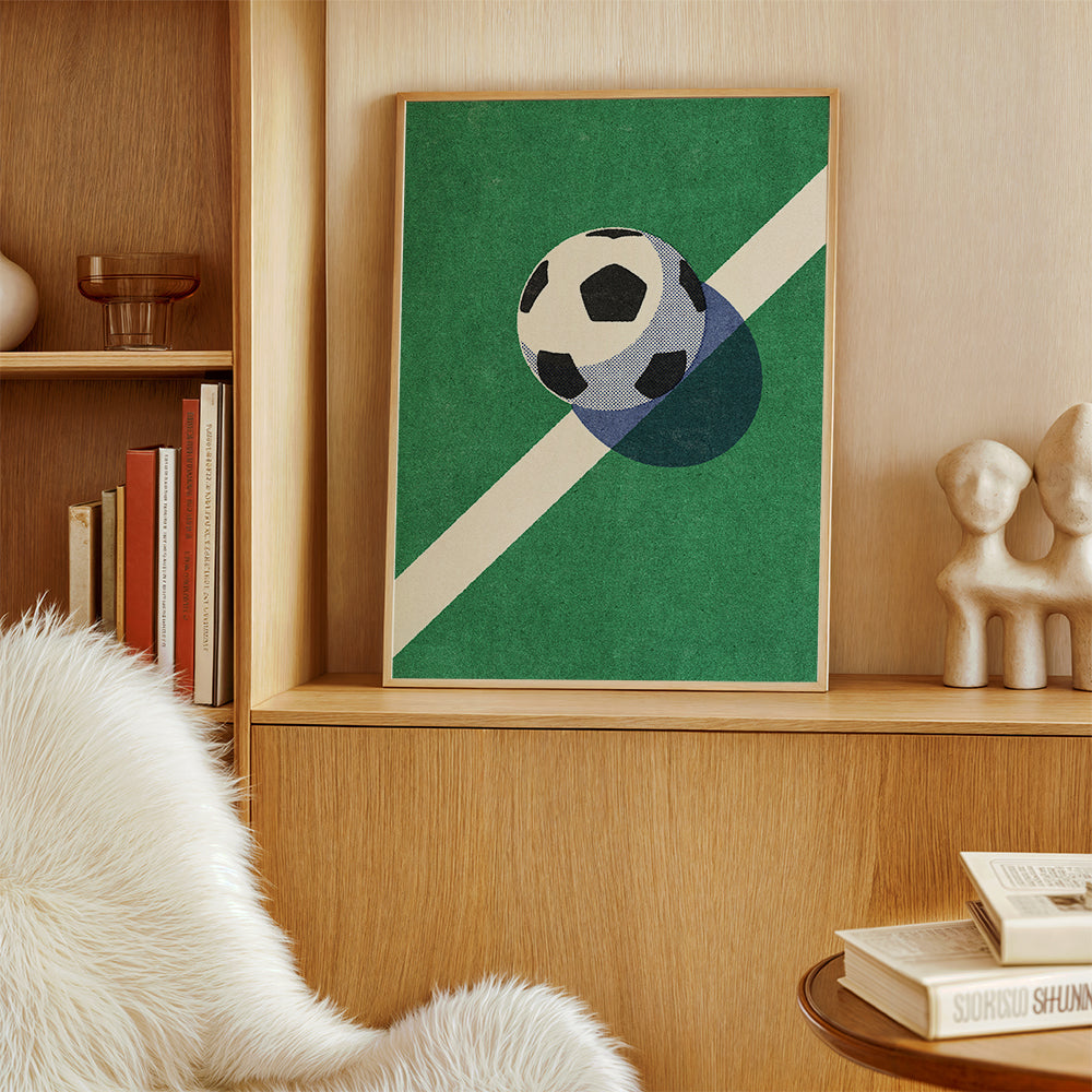 Sports art: soccer ball on a pitch line | Wall art, framed prints