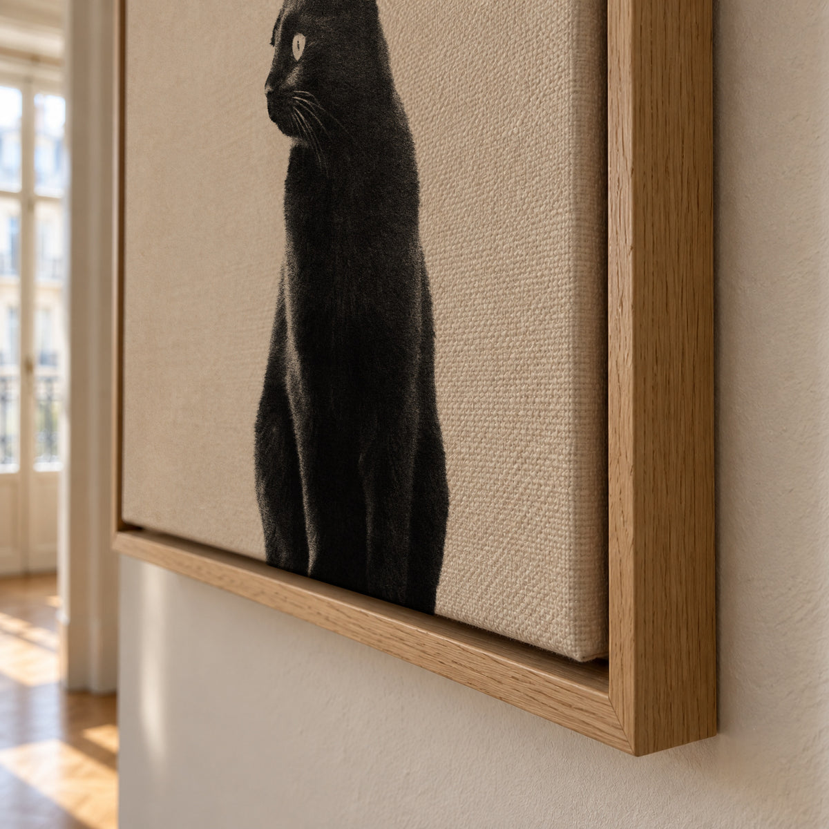 Black Cat - Framed canvas detail