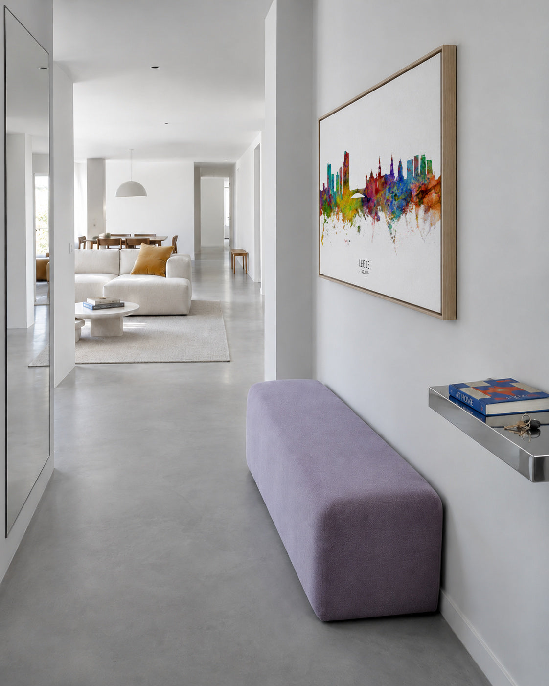 Leeds Skyline multicolor - Framed canvas in an interior