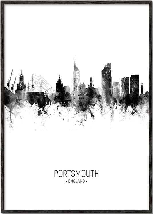 Portsmouth Skyline black and white