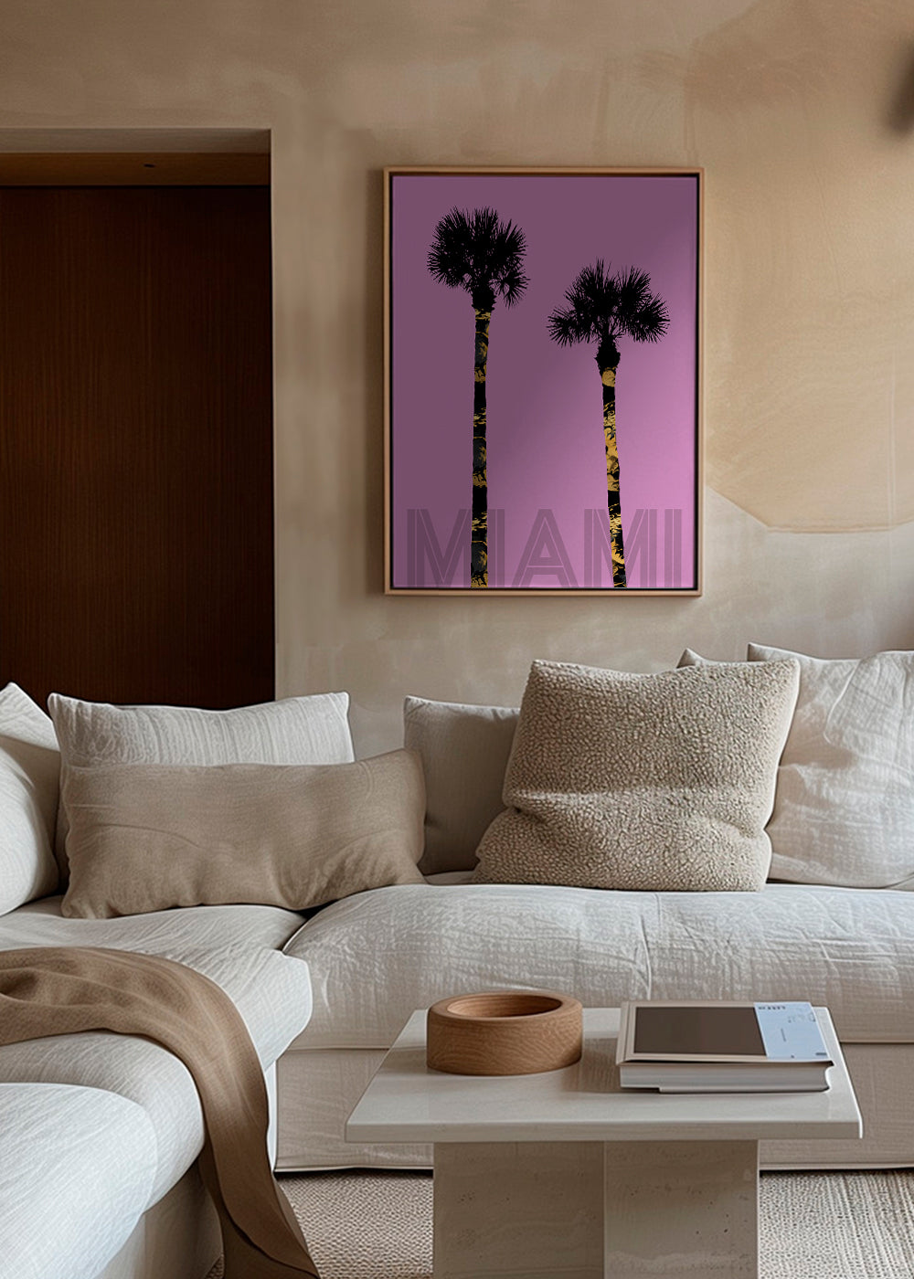 Graphic Art PALM TREES MIAMI pink
