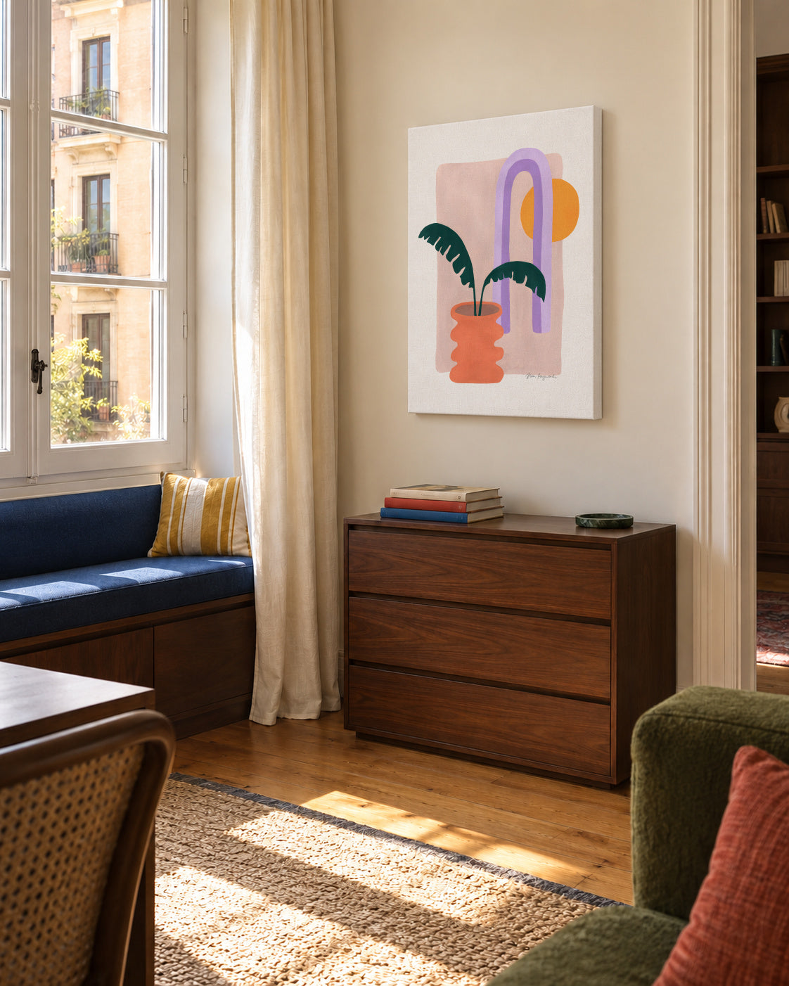Banana & Sunshine - Unframed canvas in an interior
