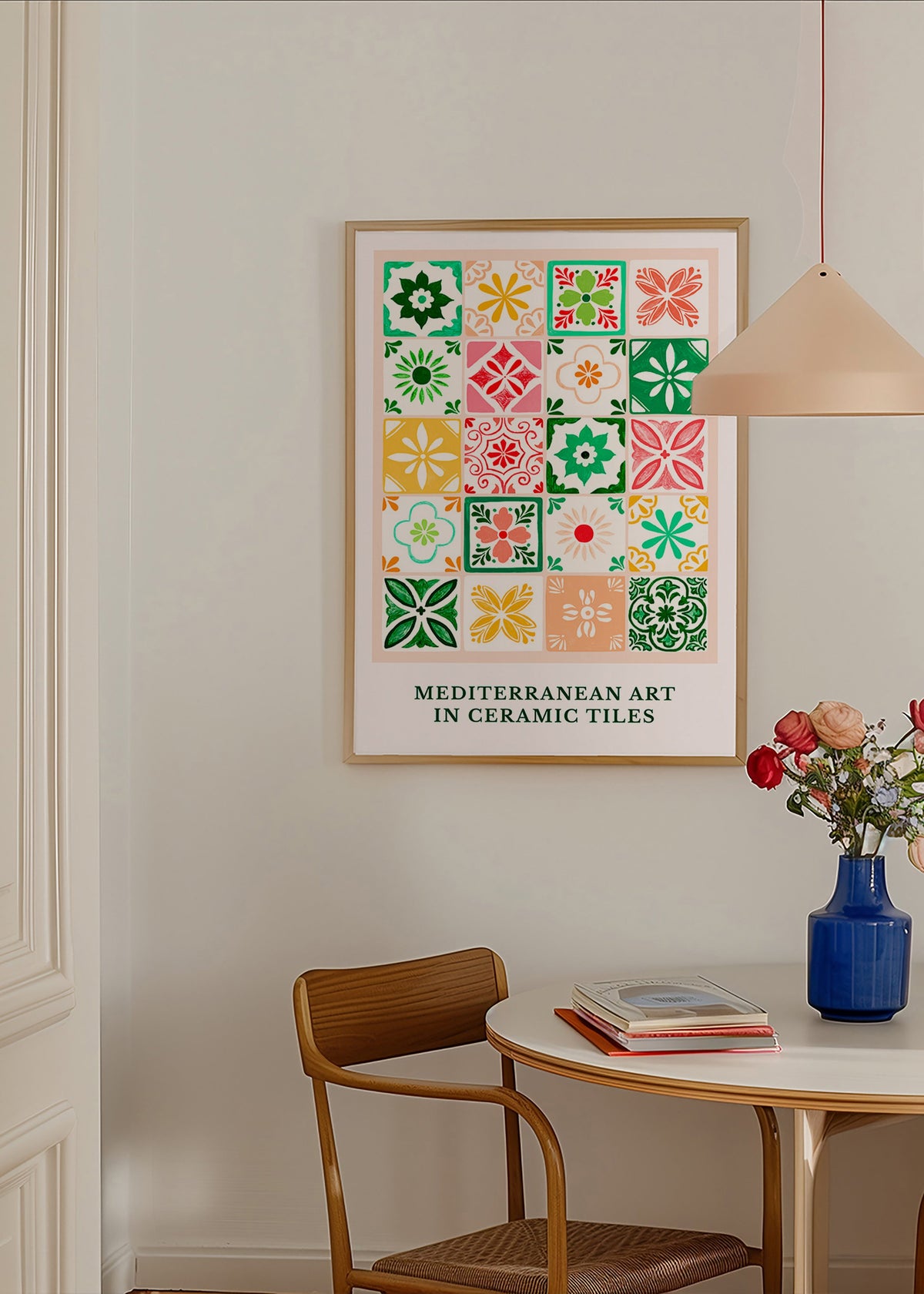 Lámina botánica con azulejos mediterráneos – Product1