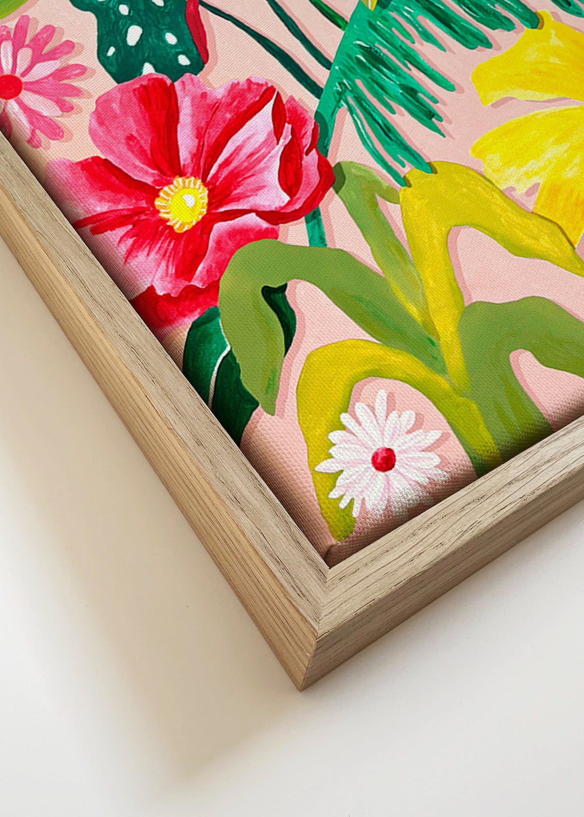 Lámina botánica con flores coloridas – Canvas detail