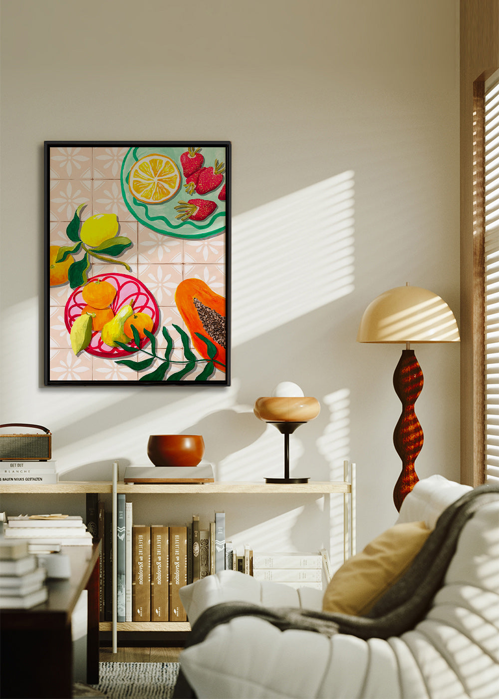 Kitchen art with citrus and ceramics