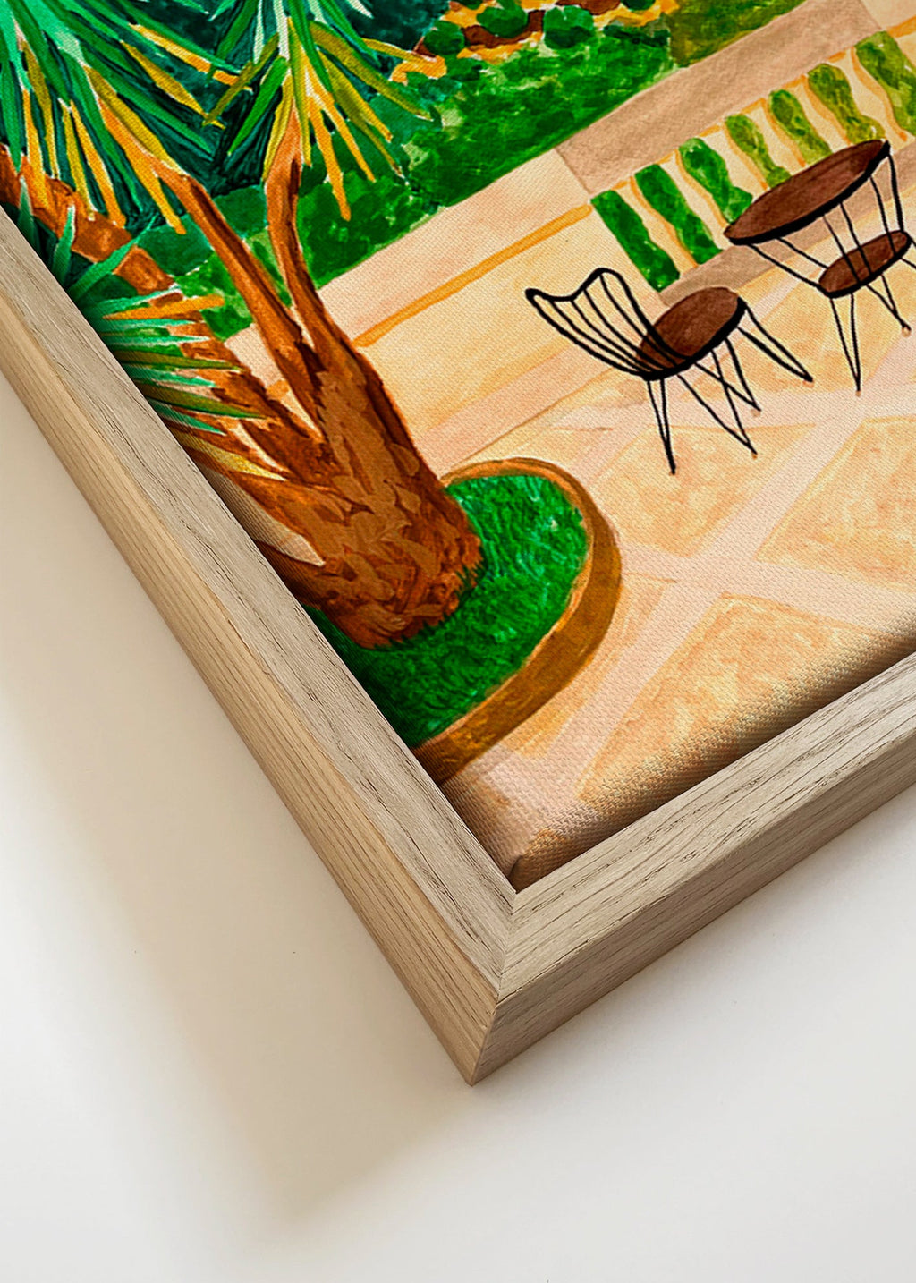 Botanical print: sunlit terrace scene