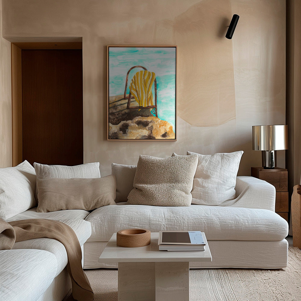 Landscape artwork: ladder and towel