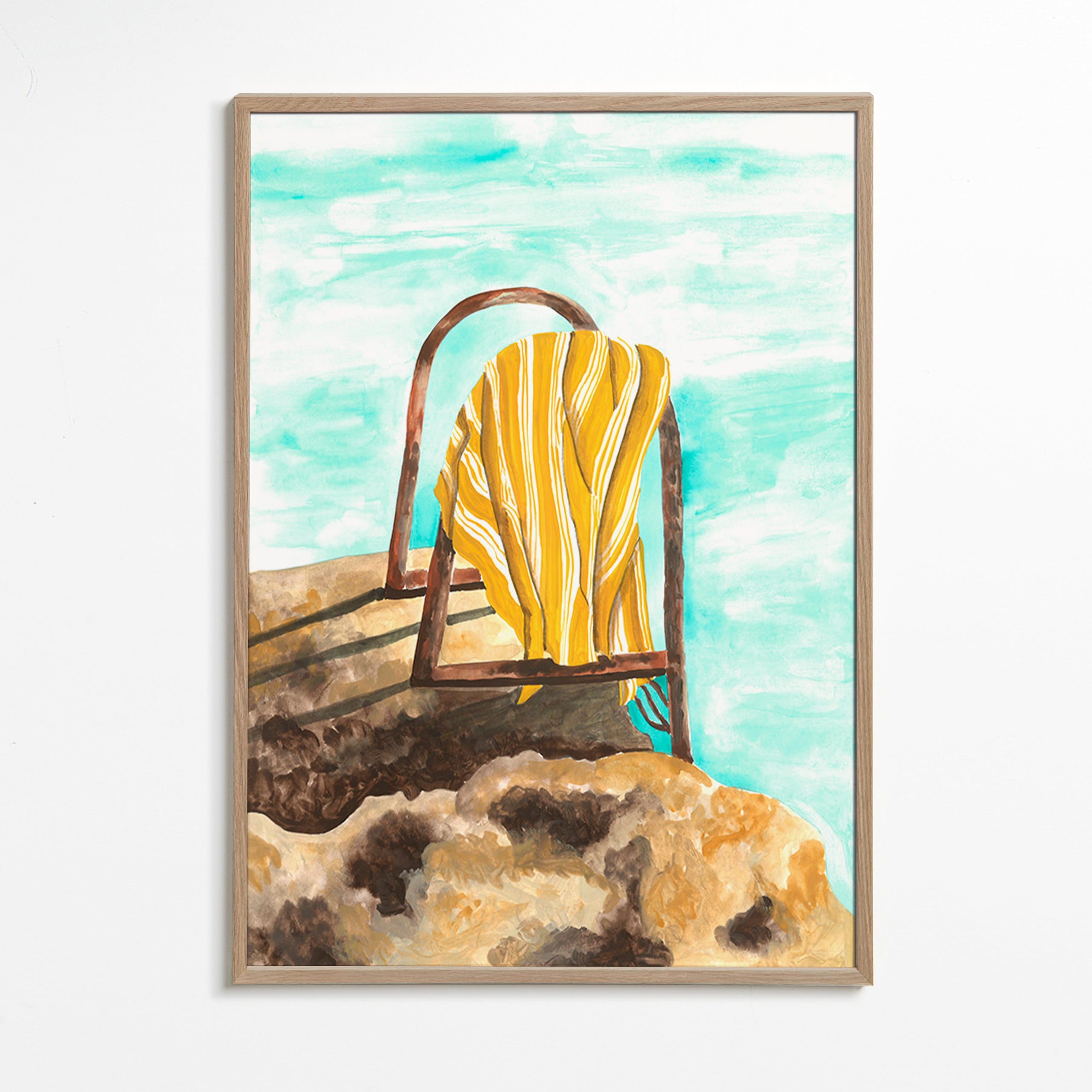 Landscape artwork: ladder and towel