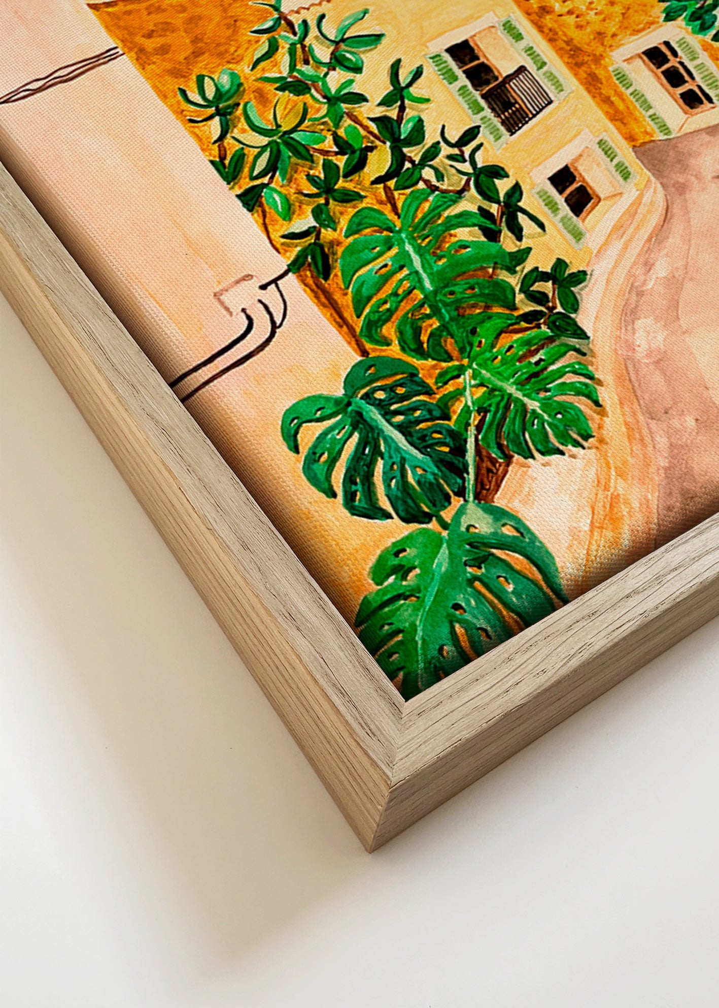 Cuadro de paisaje con calle mediterránea – Canvas detail
