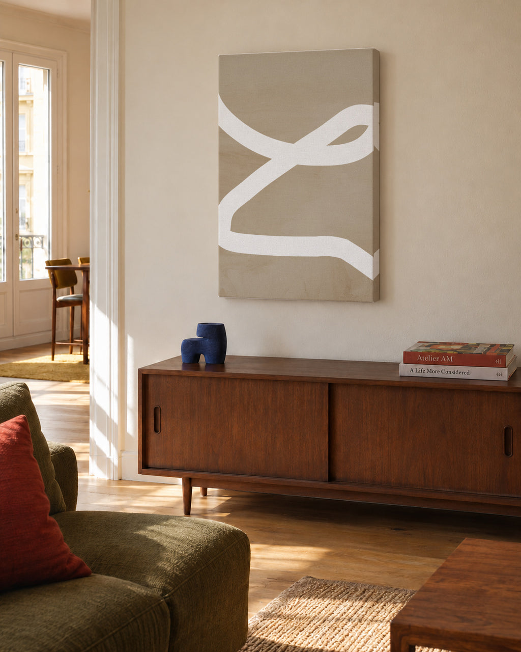 White Path - Unframed canvas in an interior
